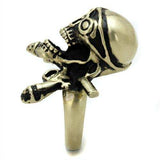 TK2456 - IP Antique Copper Stainless Steel Ring with Epoxy in Jet - Alamode - Flyclothing LLC