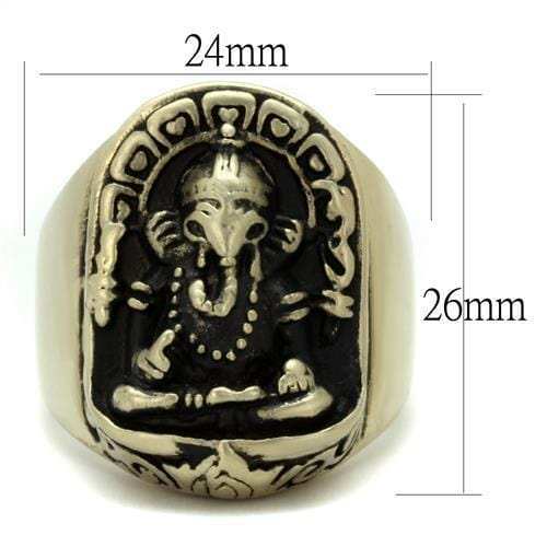 TK2457 - IP Antique Copper Stainless Steel Ring with Epoxy in Jet - Alamode - Flyclothing LLC