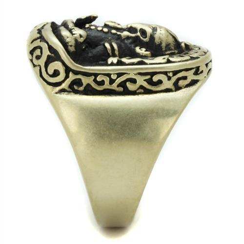 TK2457 - IP Antique Copper Stainless Steel Ring with Epoxy in Jet - Alamode - Flyclothing LLC