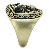 TK2457 - IP Antique Copper Stainless Steel Ring with Epoxy  in Jet - Alamode