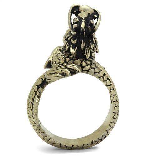 TK2458 - IP Antique Copper Stainless Steel Ring with Epoxy in Jet - Alamode - Flyclothing LLC