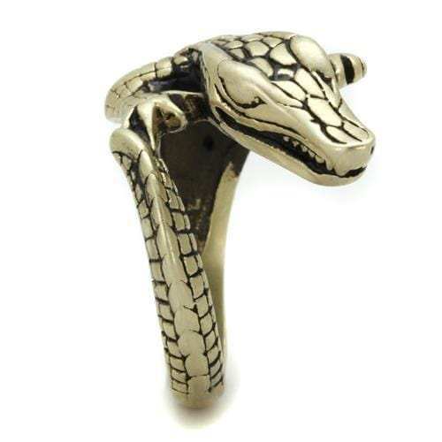 TK2459 - IP Antique Copper Stainless Steel Ring with Epoxy in Jet - Alamode - Flyclothing LLC