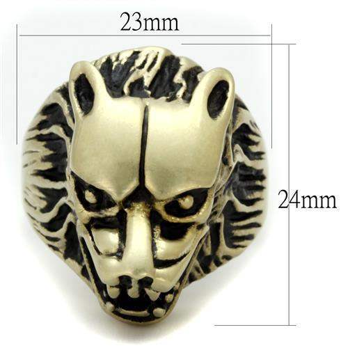 TK2462 - IP Antique Copper Stainless Steel Ring with Epoxy in Jet - Alamode - Flyclothing LLC