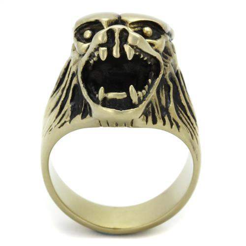 TK2462 - IP Antique Copper Stainless Steel Ring with Epoxy in Jet - Alamode - Flyclothing LLC