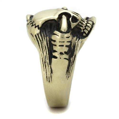 TK2464 - IP Antique Copper Stainless Steel Ring with Epoxy in Jet - Alamode - Flyclothing LLC