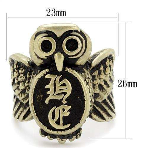 TK2465 - IP Antique Copper Stainless Steel Ring with Epoxy in Jet - Alamode - Flyclothing LLC