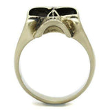 TK2467 - IP Antique Copper Stainless Steel Ring with Epoxy in Jet - Alamode - Flyclothing LLC