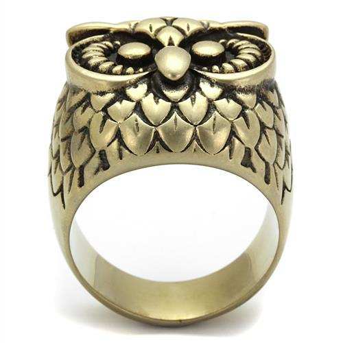 TK2468 - IP Antique Copper Stainless Steel Ring with Epoxy in Jet - Alamode - Flyclothing LLC
