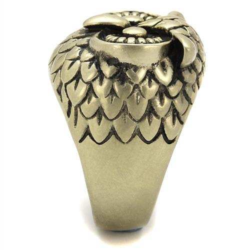 TK2468 - IP Antique Copper Stainless Steel Ring with Epoxy in Jet - Alamode - Flyclothing LLC