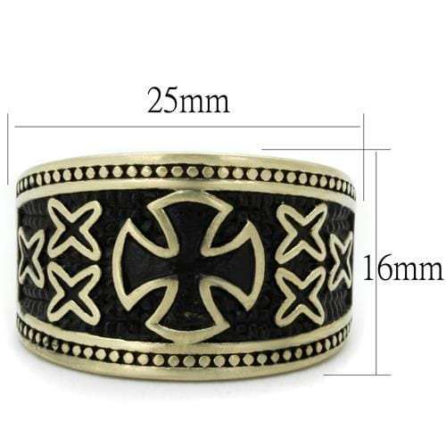 TK2469 - IP Antique Copper Stainless Steel Ring with Epoxy in Jet - Alamode - Flyclothing LLC