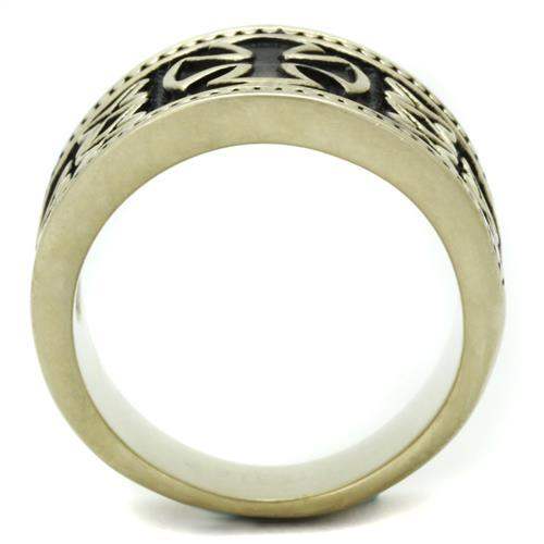 TK2469 - IP Antique Copper Stainless Steel Ring with Epoxy in Jet - Alamode - Flyclothing LLC
