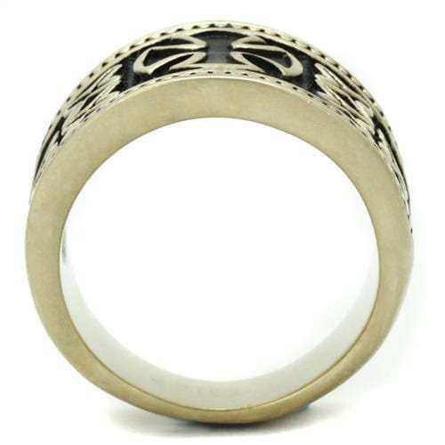 TK2469 - IP Antique Copper Stainless Steel Ring with Epoxy in Jet - Alamode - Flyclothing LLC