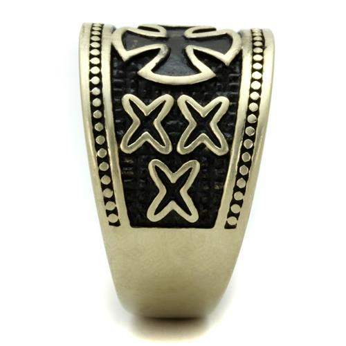TK2469 - IP Antique Copper Stainless Steel Ring with Epoxy in Jet - Alamode - Flyclothing LLC