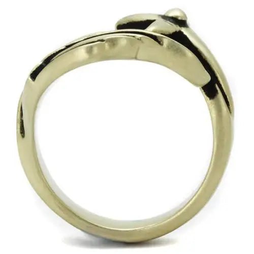 TK2470 - IP Antique Copper Stainless Steel Ring with Epoxy in Jet - Alamode - Flyclothing LLC