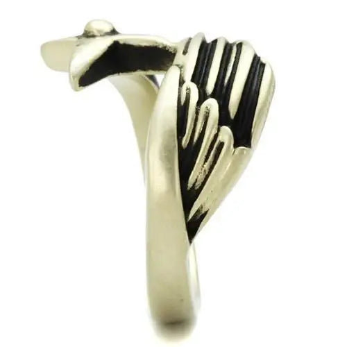 TK2470 - IP Antique Copper Stainless Steel Ring with Epoxy in Jet - Alamode - Flyclothing LLC