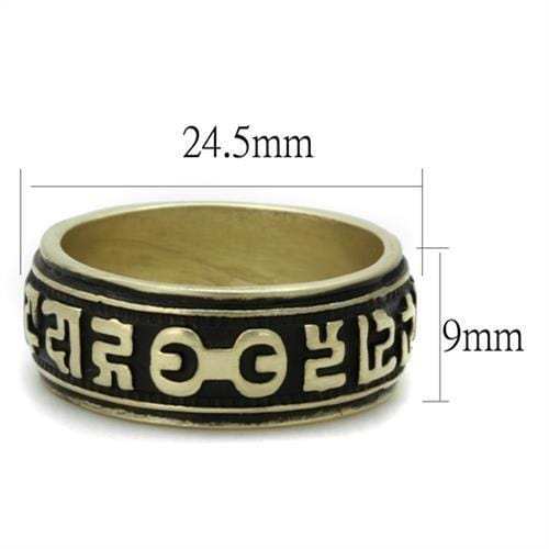 TK2471 - IP Antique Copper Stainless Steel Ring with Epoxy in Jet - Alamode - Flyclothing LLC