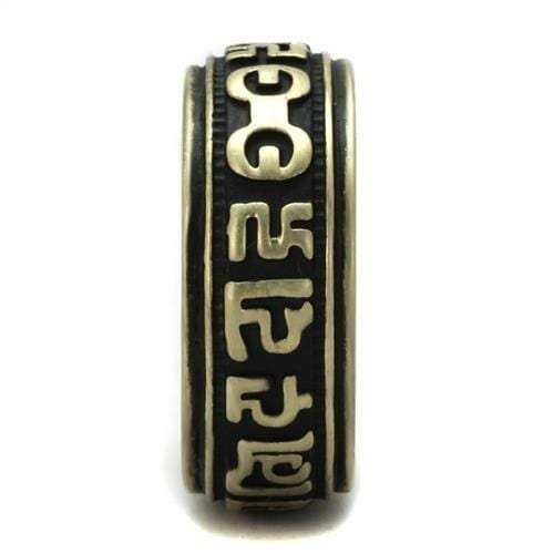 TK2471 - IP Antique Copper Stainless Steel Ring with Epoxy in Jet - Alamode - Flyclothing LLC
