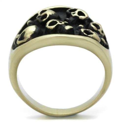 TK2473 - IP Antique Copper Stainless Steel Ring with Epoxy in Jet - Alamode - Flyclothing LLC
