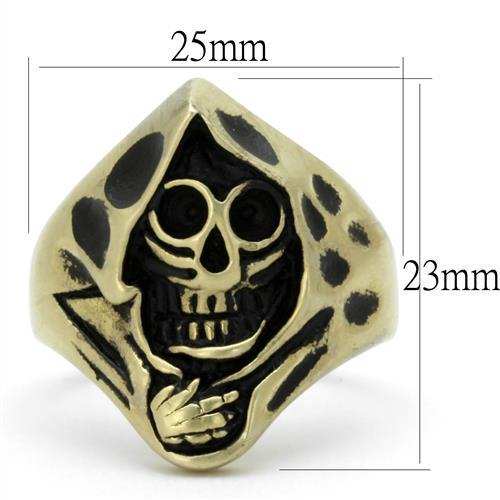 TK2474 - IP Antique Copper Stainless Steel Ring with Epoxy in Jet - Alamode - Flyclothing LLC