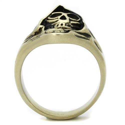 TK2474 - IP Antique Copper Stainless Steel Ring with Epoxy in Jet - Alamode - Flyclothing LLC