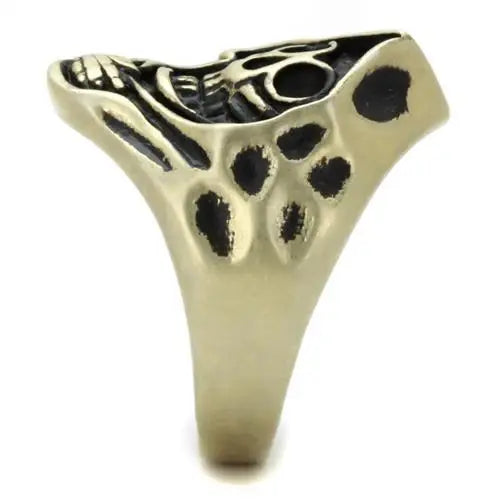 TK2474 - IP Antique Copper Stainless Steel Ring with Epoxy in Jet - Alamode - Flyclothing LLC