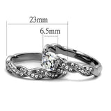 TK2475 - High polished (no plating) Stainless Steel Ring with AAA Grade CZ  in Clear - Alamode