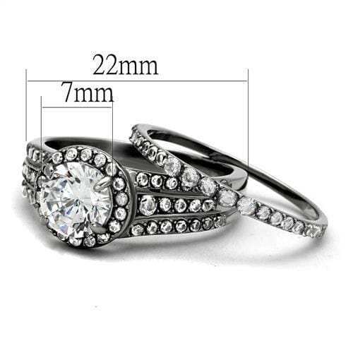 TK2476 - High polished (no plating) Stainless Steel Ring with AAA Grade CZ in Clear - Alamode - Flyclothing LLC