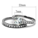 TK2477 - High polished (no plating) Stainless Steel Ring with AAA Grade CZ  in Clear - Alamode