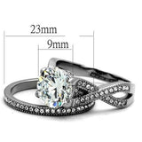 TK2478 - High polished (no plating) Stainless Steel Ring with AAA Grade CZ  in Clear - Alamode