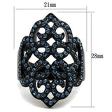 TK2481 - IP Black(Ion Plating) Stainless Steel Ring with Top Grade Crystal in Montana - Alamode - Flyclothing LLC