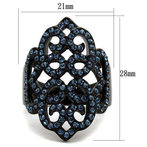 TK2481 - IP Black(Ion Plating) Stainless Steel Ring with Top Grade Crystal in Montana - Alamode - Flyclothing LLC
