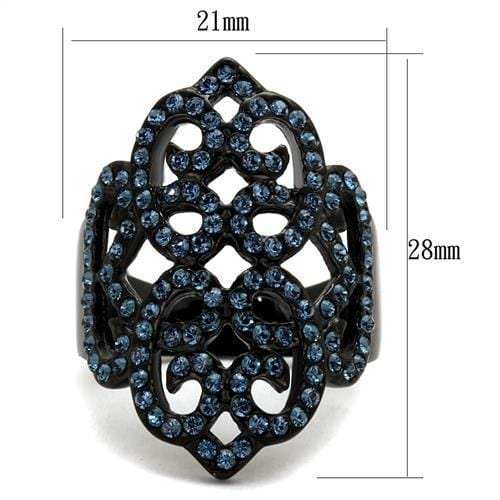 TK2481 - IP Black(Ion Plating) Stainless Steel Ring with Top Grade Crystal in Montana - Alamode - Flyclothing LLC