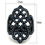 TK2481 - IP Black(Ion Plating) Stainless Steel Ring with Top Grade Crystal in Montana - Alamode - Flyclothing LLC