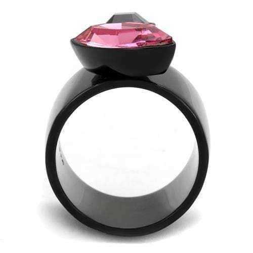 TK2484 - IP Black(Ion Plating) Stainless Steel Ring with Top Grade Crystal in Rose - Alamode - Flyclothing LLC