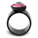 TK2484 - IP Black(Ion Plating) Stainless Steel Ring with Top Grade Crystal  in Rose - Alamode