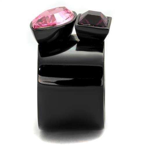 TK2484 - IP Black(Ion Plating) Stainless Steel Ring with Top Grade Crystal in Rose - Alamode - Flyclothing LLC