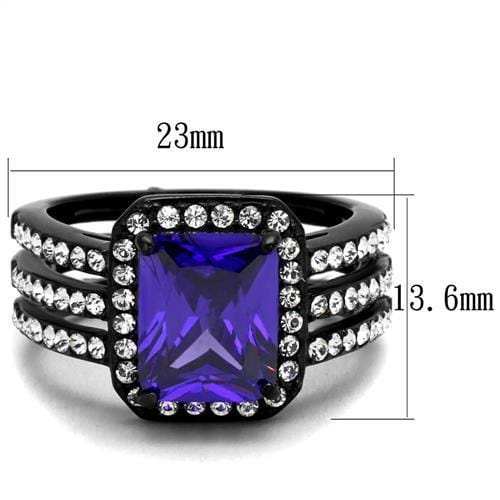 TK2486 - IP Black(Ion Plating) Stainless Steel Ring with AAA Grade CZ in Tanzanite - Alamode - Flyclothing LLC