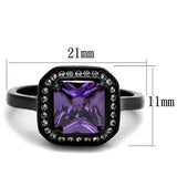 TK2487 - IP Black(Ion Plating) Stainless Steel Ring with AAA Grade CZ in Amethyst - Alamode - Flyclothing LLC