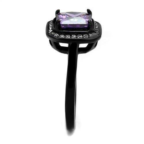 TK2487 - IP Black(Ion Plating) Stainless Steel Ring with AAA Grade CZ in Amethyst - Alamode - Flyclothing LLC