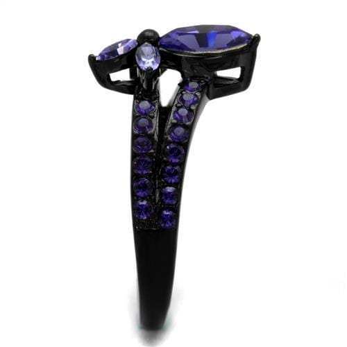 TK2490 - IP Black(Ion Plating) Stainless Steel Ring with Top Grade Crystal in Tanzanite - Alamode - Flyclothing LLC