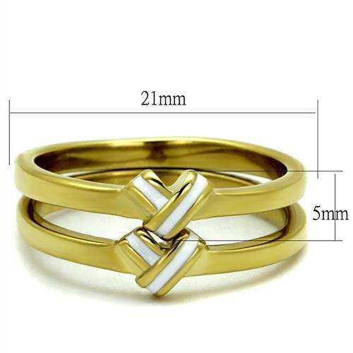 TK2494 - IP Gold(Ion Plating) Stainless Steel Ring with Epoxy in White - Alamode - Flyclothing LLC