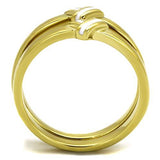 TK2494 - IP Gold(Ion Plating) Stainless Steel Ring with Epoxy  in White - Alamode
