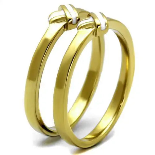 TK2494 - IP Gold(Ion Plating) Stainless Steel Ring with Epoxy in White - Alamode - Flyclothing LLC
