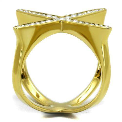 TK2497 - IP Gold(Ion Plating) Stainless Steel Ring with Top Grade Crystal in Clear - Alamode - Flyclothing LLC