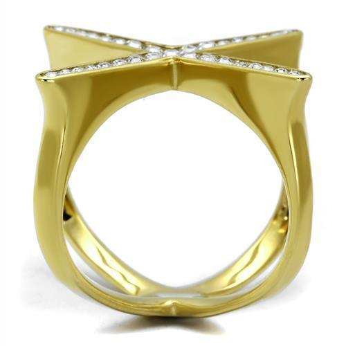 TK2497 - IP Gold(Ion Plating) Stainless Steel Ring with Top Grade Crystal in Clear - Alamode - Flyclothing LLC