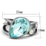 TK2502 - High polished (no plating) Stainless Steel Ring with Top Grade Crystal  in Sea Blue - Alamode