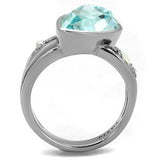 TK2502 - High polished (no plating) Stainless Steel Ring with Top Grade Crystal  in Sea Blue - Alamode