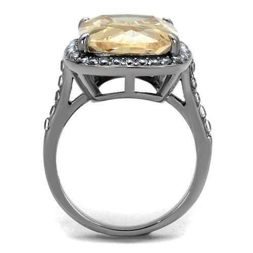 TK2503 - High polished (no plating) Stainless Steel Ring with AAA Grade CZ in Champagne - Alamode - Flyclothing LLC