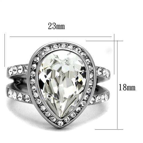 TK2504 - High polished (no plating) Stainless Steel Ring with Top Grade Crystal in Clear - Alamode - Flyclothing LLC