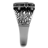 TK2505 - High polished (no plating) Stainless Steel Ring with Epoxy  in Jet - Alamode